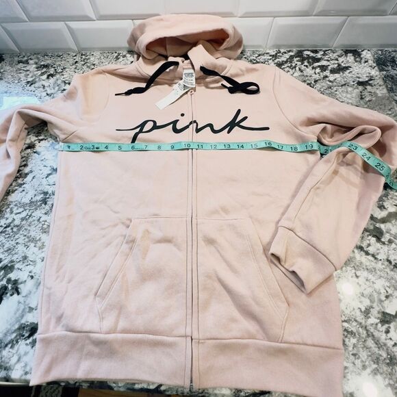 PINK Victoria's Secret Tops - Pink Hooded Zip‎ Up Sweatshirt